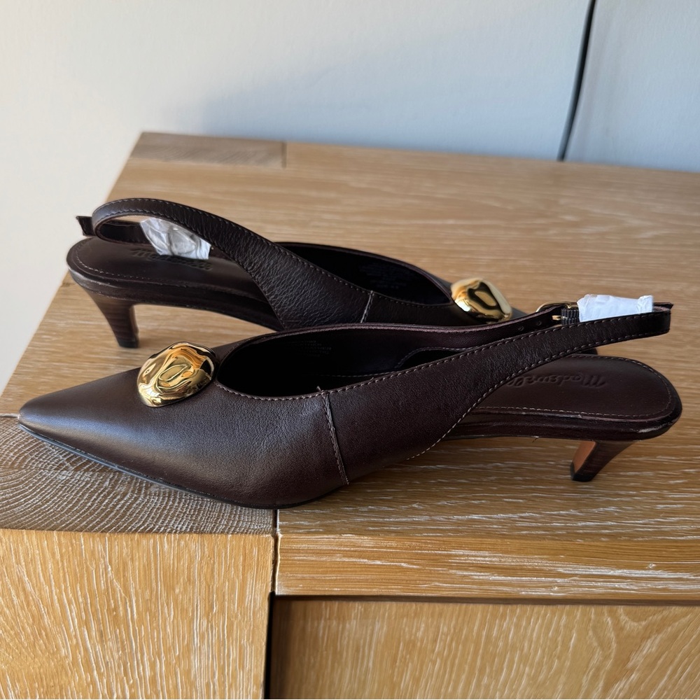 NWOB! MADEWELL The Emilie Slingback Pump Coffee Bean Leather Size 6.5 FLAW🚨 - Picture 8 of 16